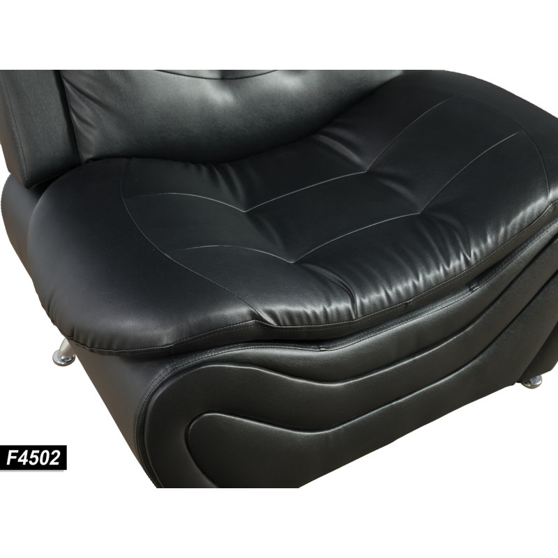 Black Leather Chair And A Half : Steel 43 W Top Grain Leather Chair And